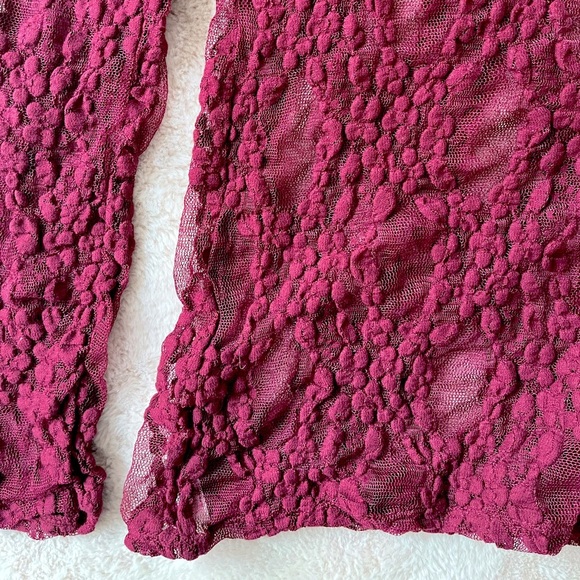 NWT Free People Long Sleeve Top Star Lace Merlot Size M - Picture 7 of 8
